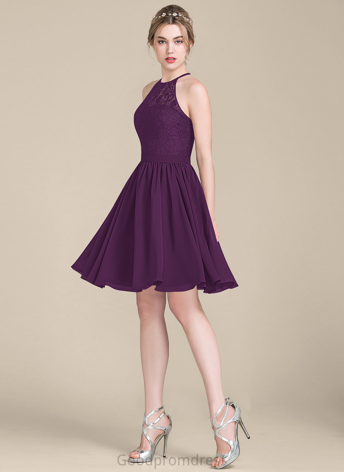 Scoop Lace Cocktail A-Line Knee-Length Neck Chiffon Dress Cocktail Dresses Juliette