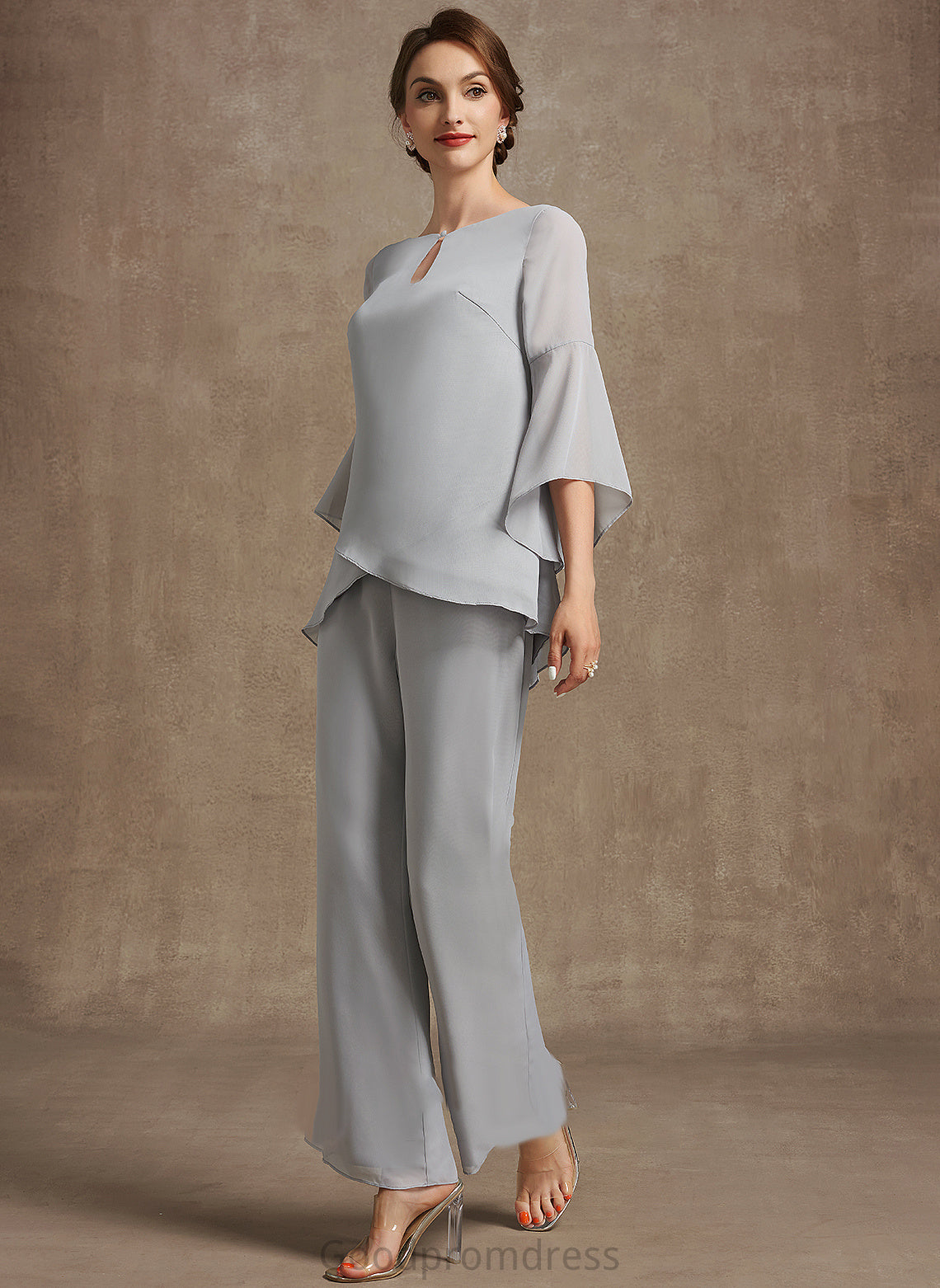 Jumpsuit/Pantsuit Neck Campbell Scoop of Ankle-Length the Dress Mother Bride Chiffon Mother of the Bride Dresses