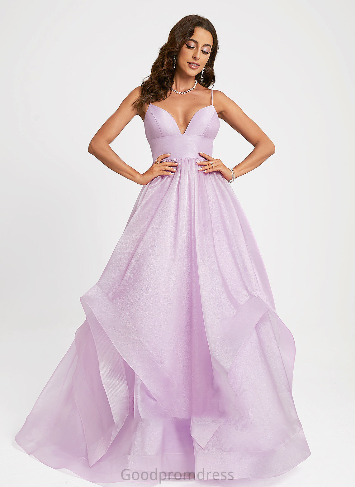 Prom Dresses Ball-Gown/Princess Sadie V-neck Organza Sweep Train