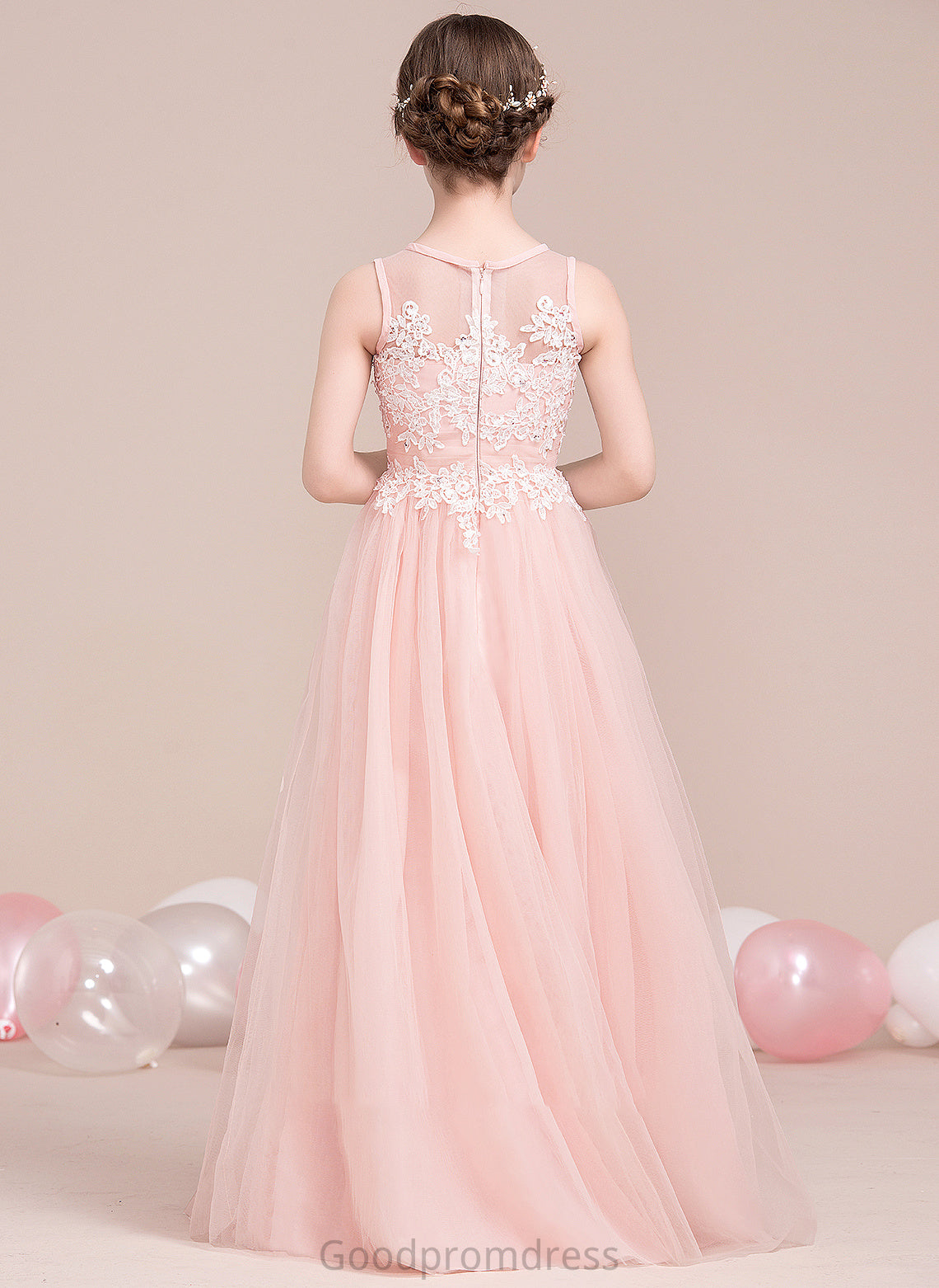 Floor-Length Rachel Junior Bridesmaid Dresses Neck With Sequins Tulle Scoop A-Line Beading