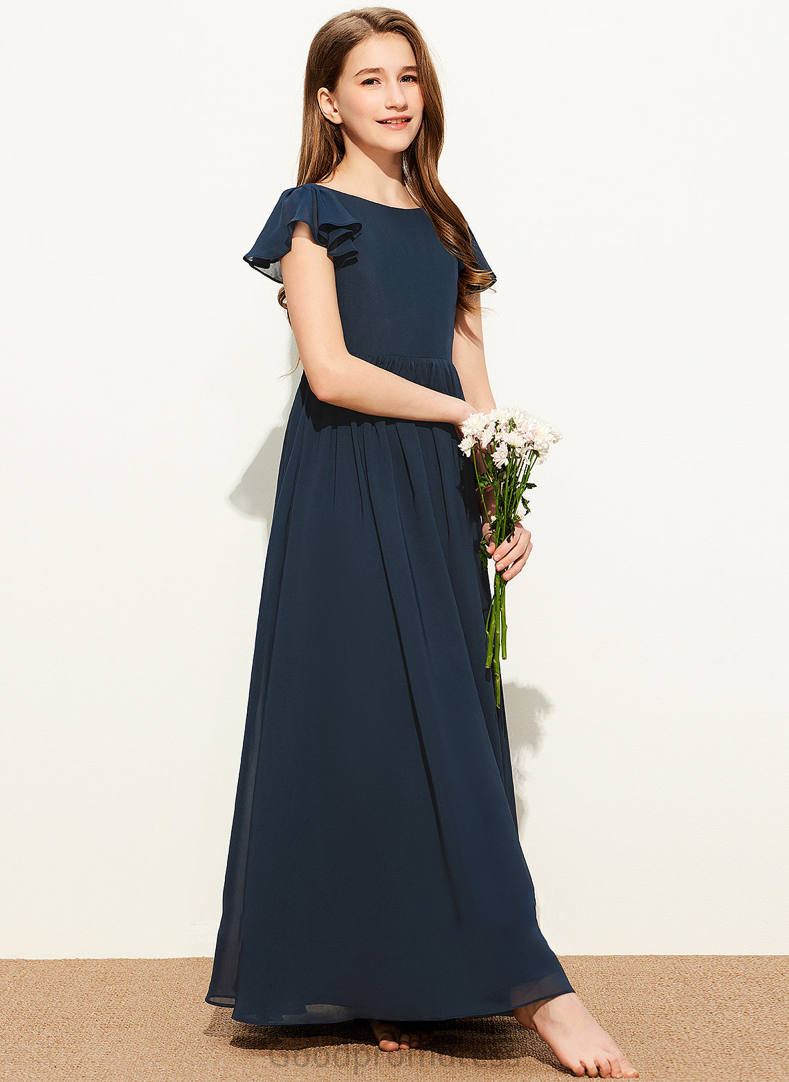 Junior Bridesmaid Dresses A-LineScoopNeckFloor-LengthChiffonJuniorBridesmaidDress#253684 Nylah