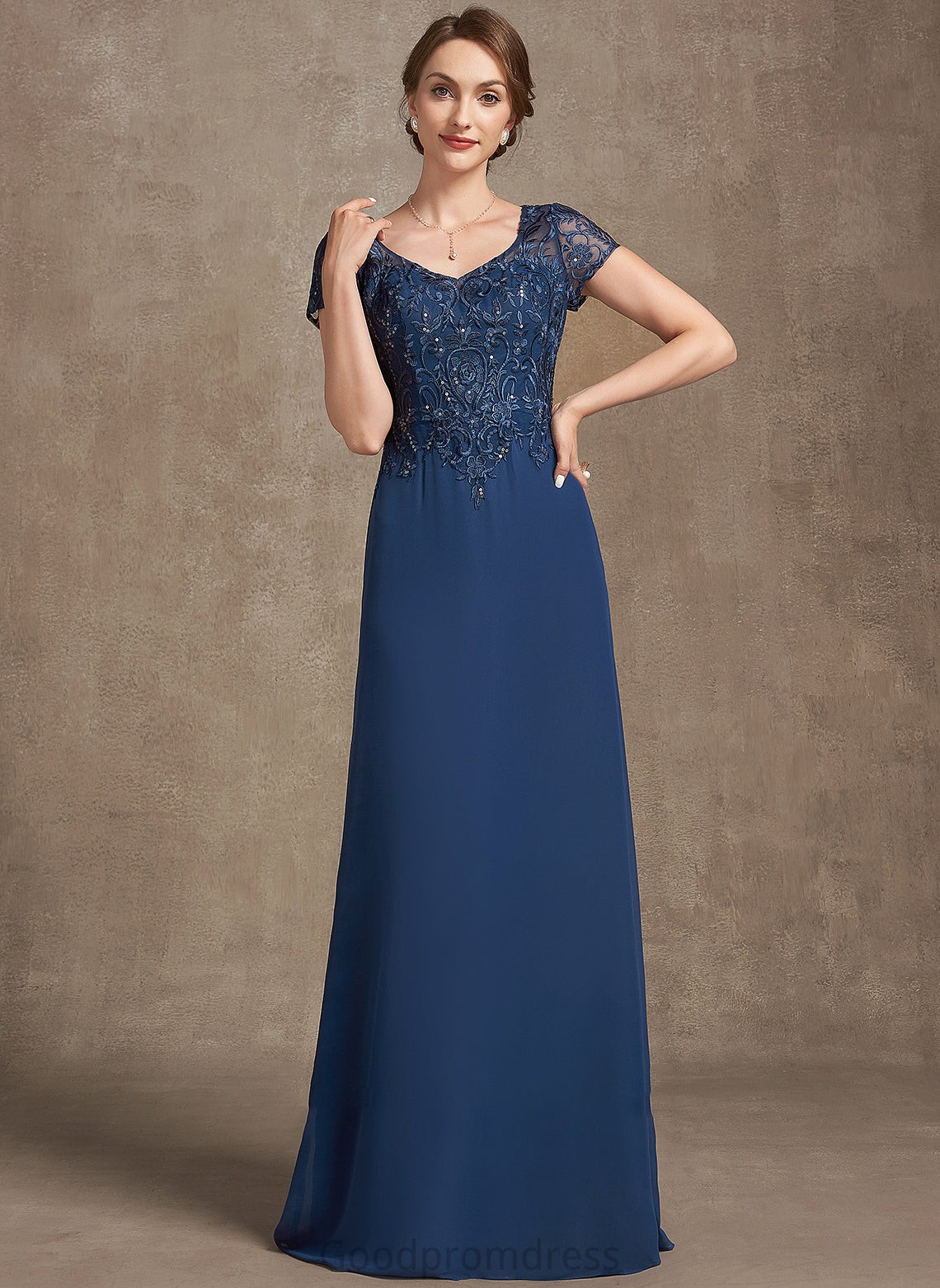 Mother of the Bride Dresses Floor-Length Bride Guadalupe With Mother of the Lace A-Line V-neck Sequins Chiffon Dress