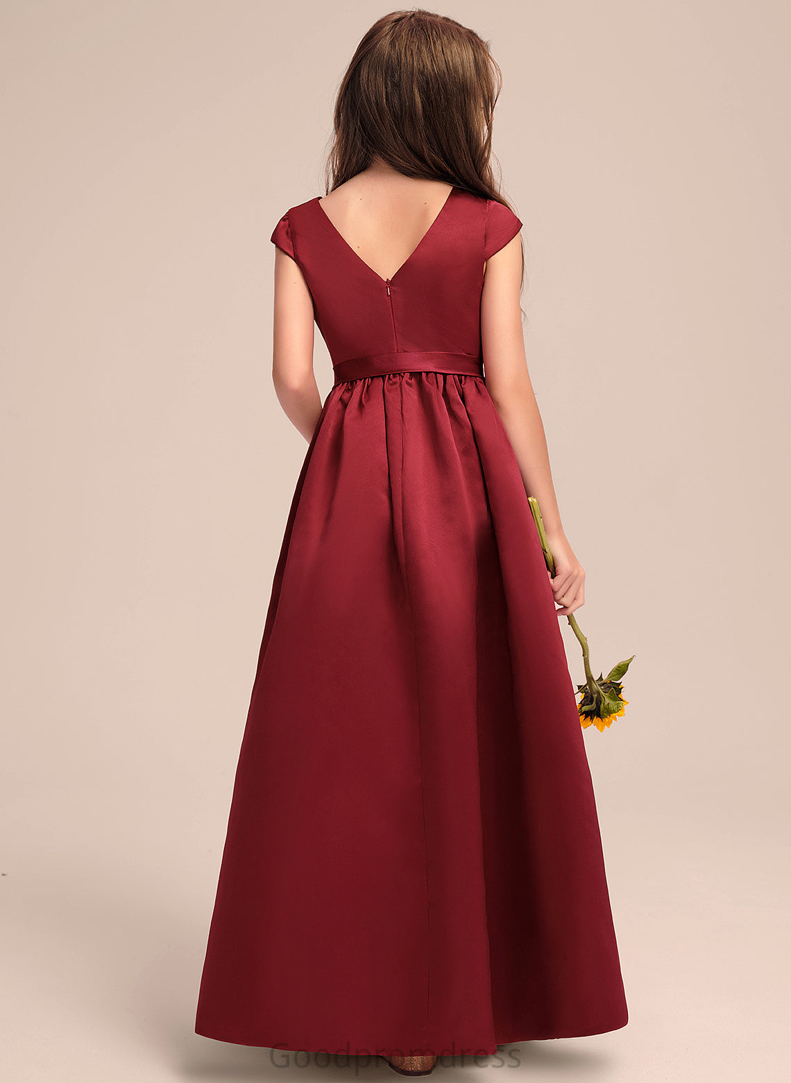 Junior Bridesmaid Dresses Naima Scoop Pockets Bow(s) Neck With Satin A-Line Floor-Length