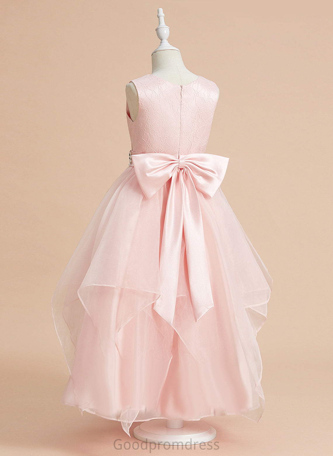 Scoop Flower Dress Organza/Lace Beading/Bow(s) Girl Flower Girl Dresses Ball-Gown/Princess Neck Paloma With Ankle-length - Sleeveless