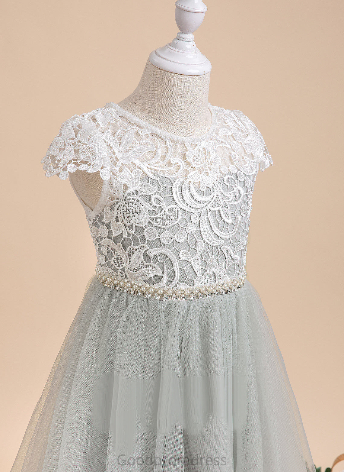 Short Dress Tulle Flower Tina - Scalloped Girl Neck Lace/Beading/Sequins With A-Line Flower Girl Dresses Sleeves Knee-length