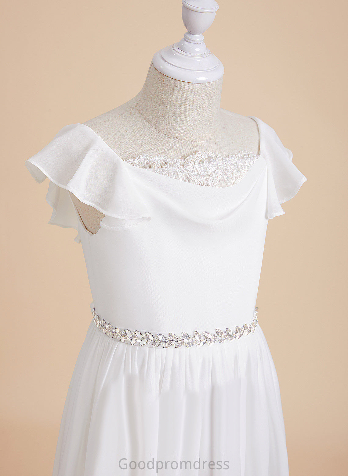 Neck Scoop Beading A-Line Flower Girl Dresses - Girl Ankle-length Flower Ansley Short With Chiffon/Lace Dress Sleeves