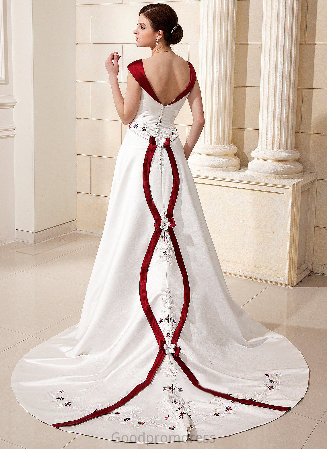 Train Cecelia Flower(s) Satin Chapel Wedding Dresses Ball-Gown/Princess With Dress Wedding Beading