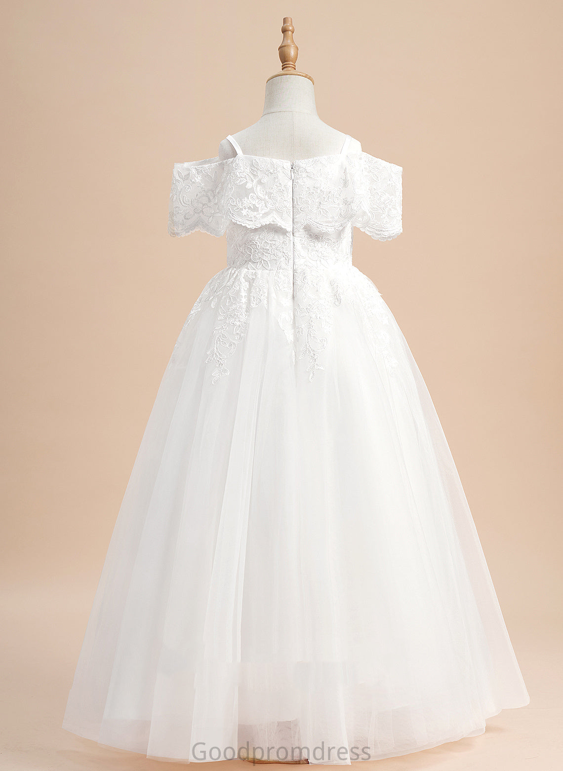 Lace Floor-length Sleeves Short With Tulle Girl Off-the-Shoulder Dress - Flower Flower Girl Dresses Ball-Gown/Princess Ryan