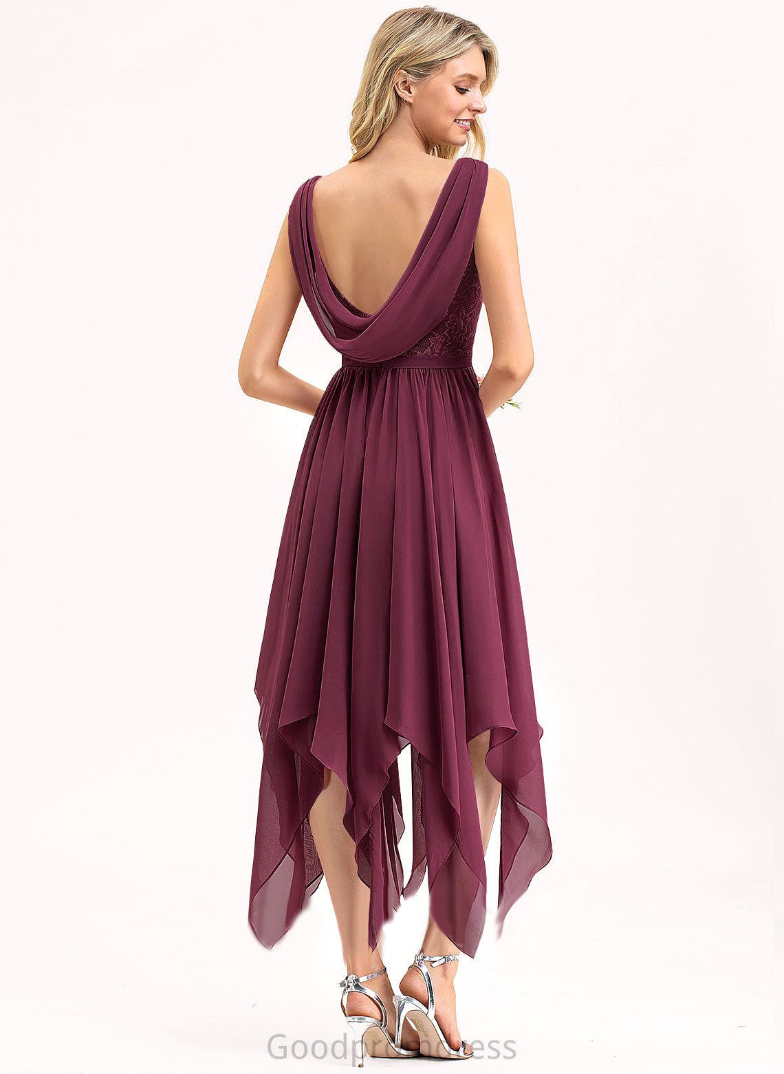 V-neck Ankle-Length Carolina Dress A-Line Cocktail Dresses Cocktail Lace Chiffon