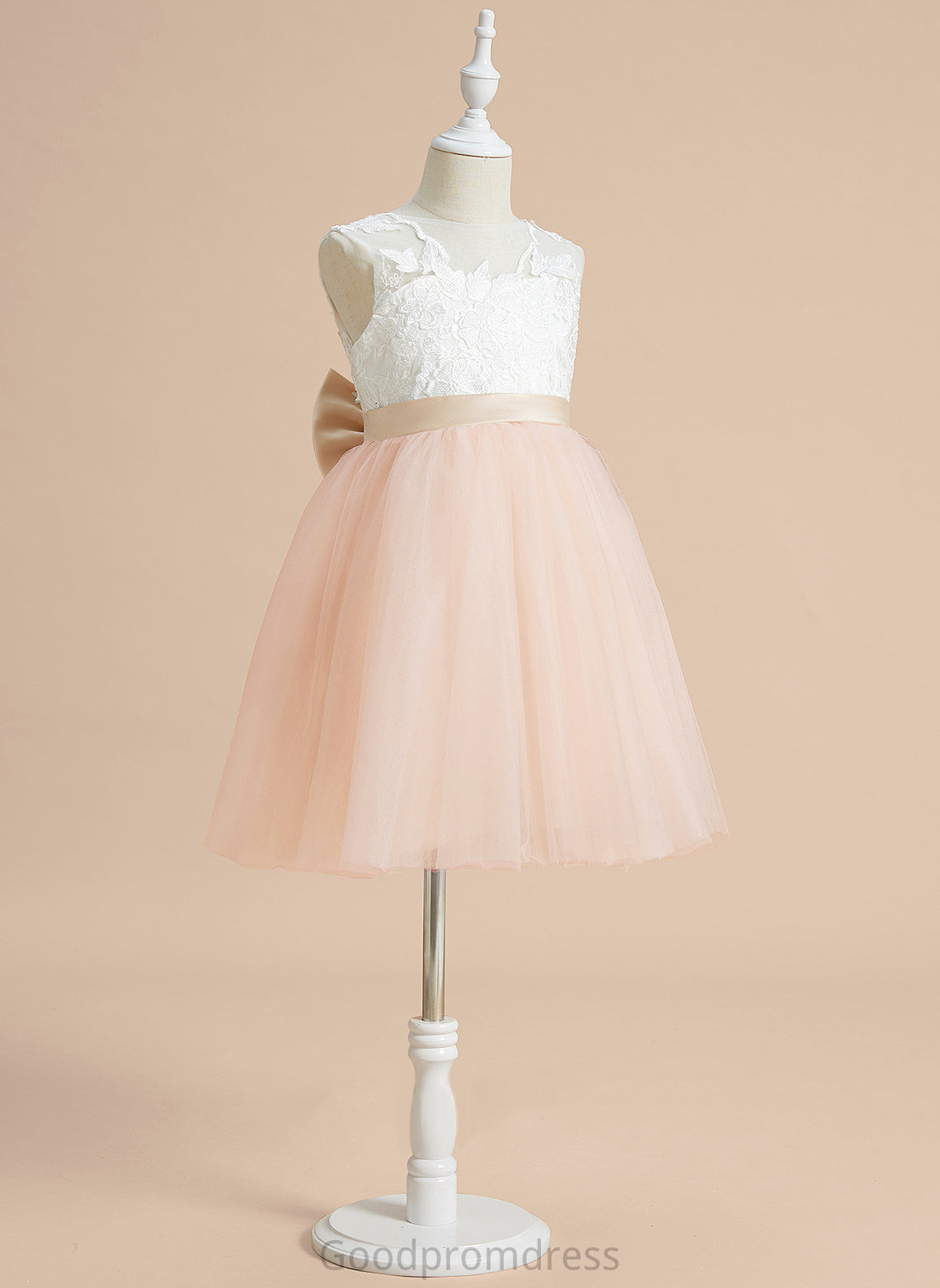 Dress Tulle/Lace Sleeveless Knee-length Neck Bow(s) Flower With - Flower Girl Dresses A-Line Isabelle Girl Scoop