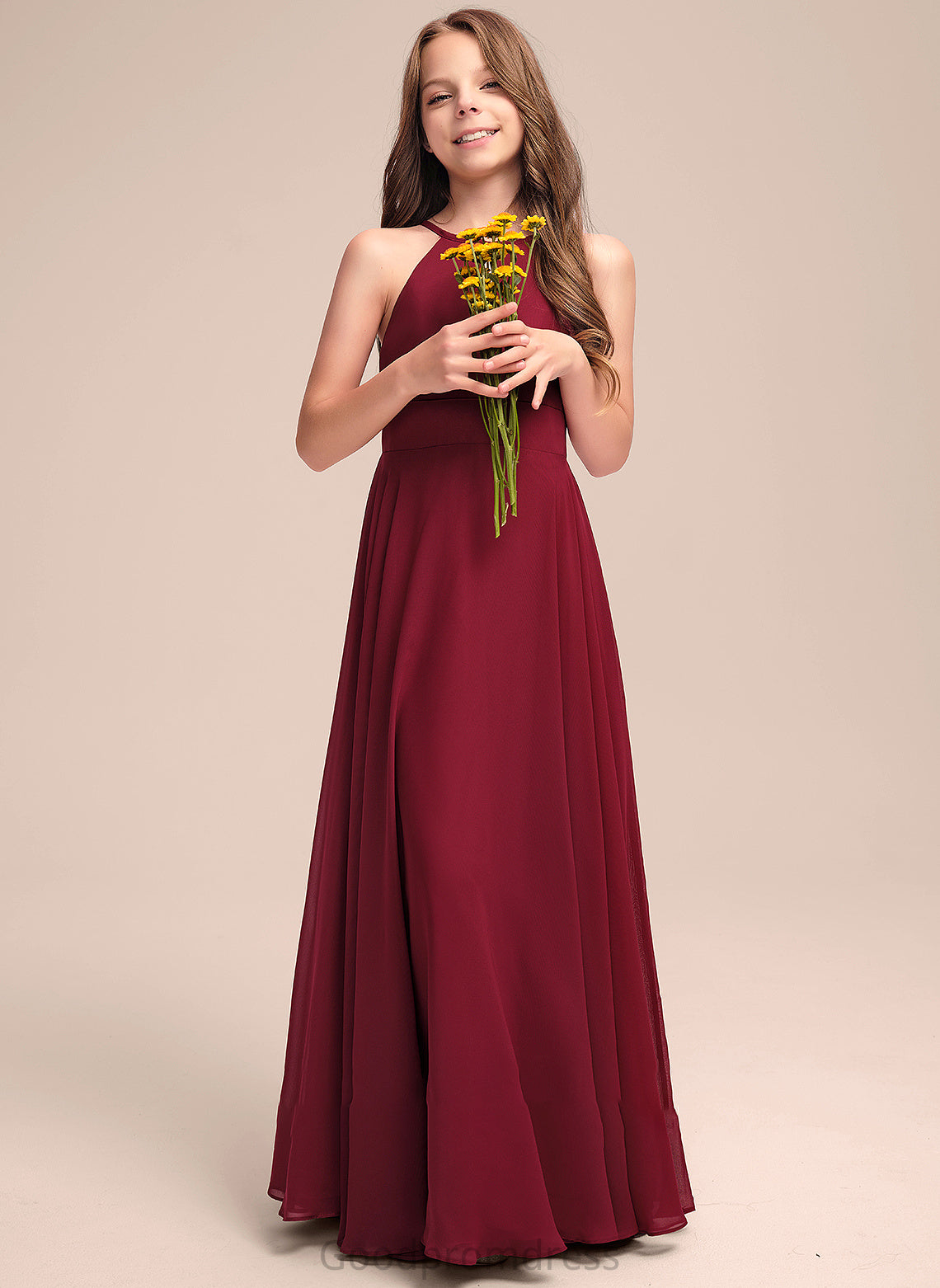 Neck Chiffon Hadley A-Line Junior Bridesmaid Dresses Floor-Length Scoop