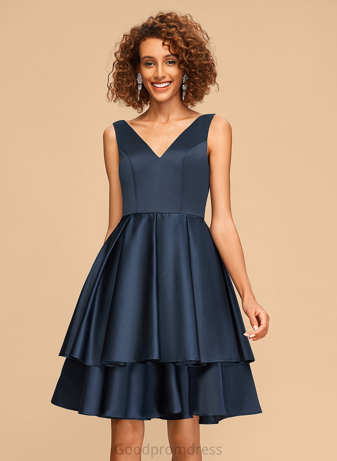 Homecoming Homecoming Dresses Dress A-Line Rosalie Satin V-neck Knee-Length