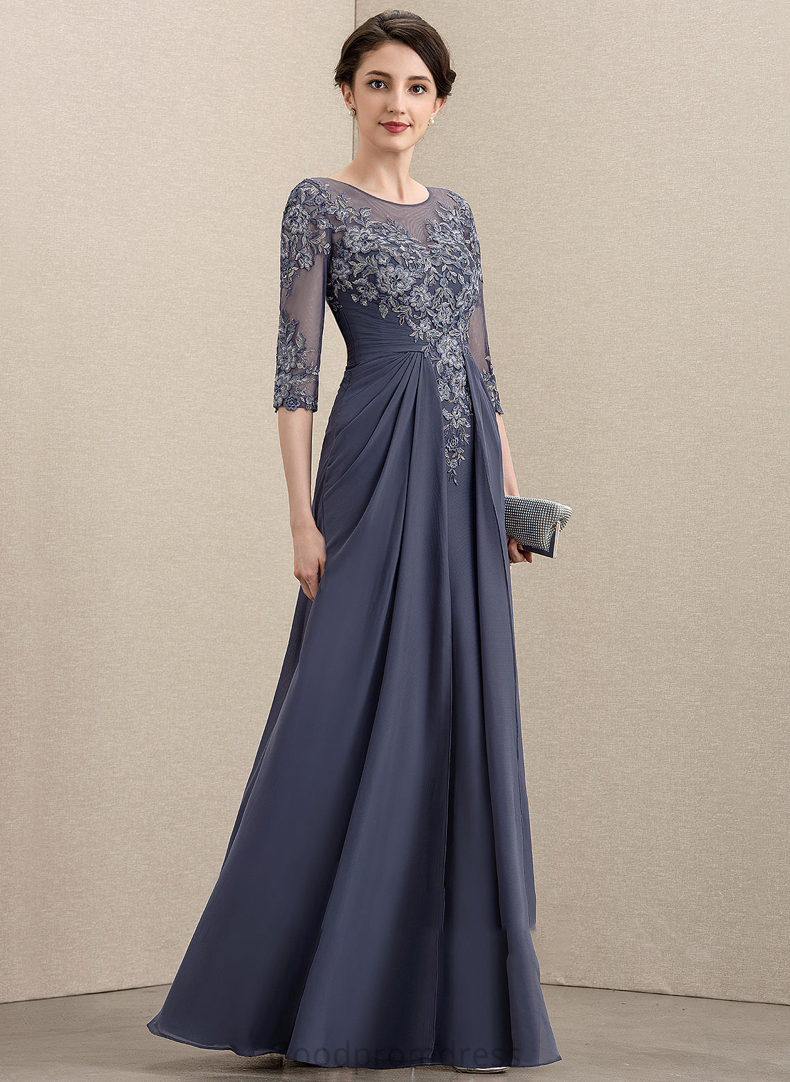 of A-Line Neck Lace Bride Floor-Length Mother Dress Mother of the Bride Dresses the Chiffon Scoop Danika