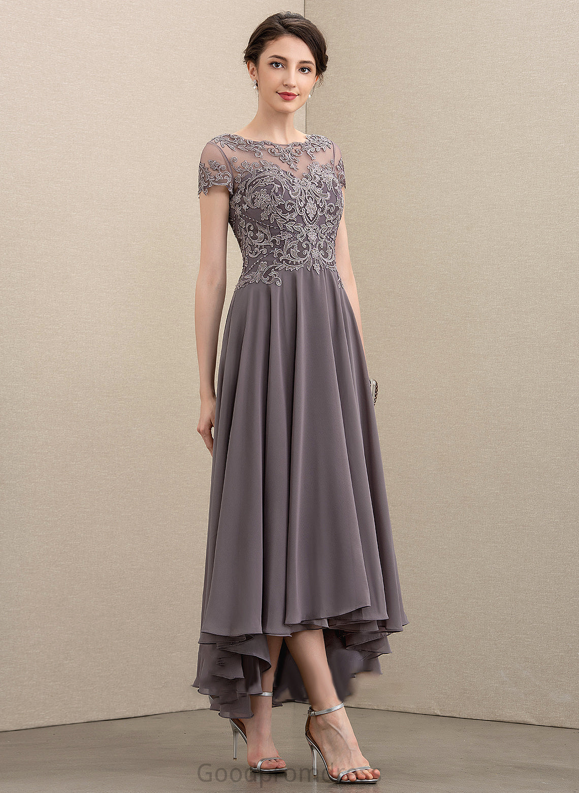 With Beading the Sequins Mother of the Bride Dresses Mother Asymmetrical Lois Scoop of Bride Lace A-Line Neck Dress Chiffon