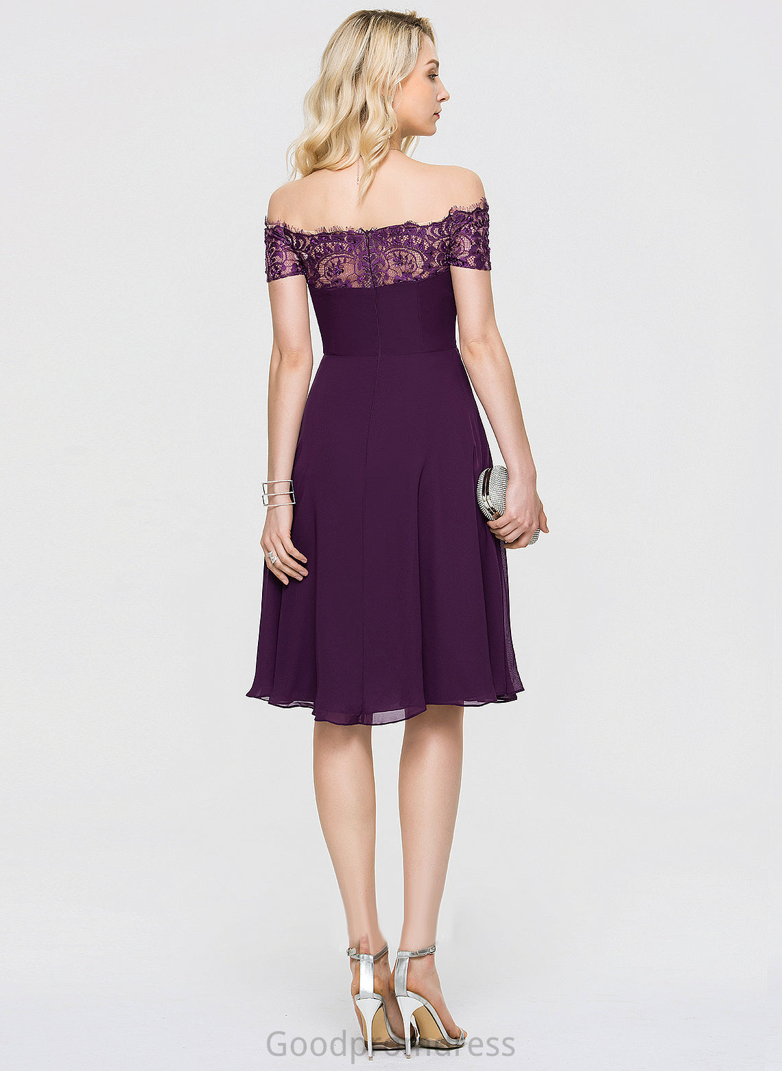 Cocktail Dresses Avery Dress A-Line With Off-the-Shoulder Beading Lace Chiffon Knee-Length Lace Cocktail