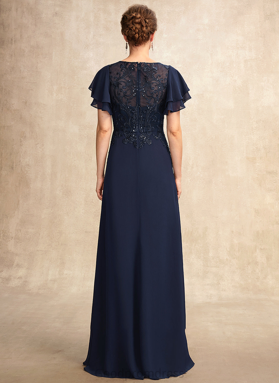 Kim Lace Bride the Mother of the Bride Dresses A-Line Mother Neck With of Chiffon Sequins Floor-Length Dress Scoop