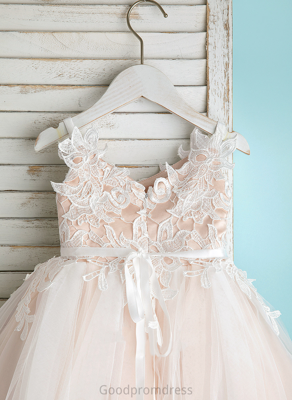 Flower Girl Dresses Dress V-neck/Straps Knee-length Flower Girl - Tulle/Lace Sleeveless A-Line Jaden