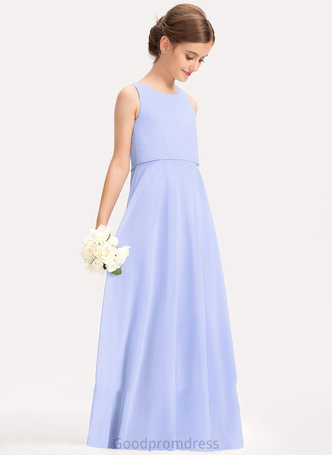 Chiffon Junior Bridesmaid Dresses A-Line Neck Floor-Length Joanne Scoop