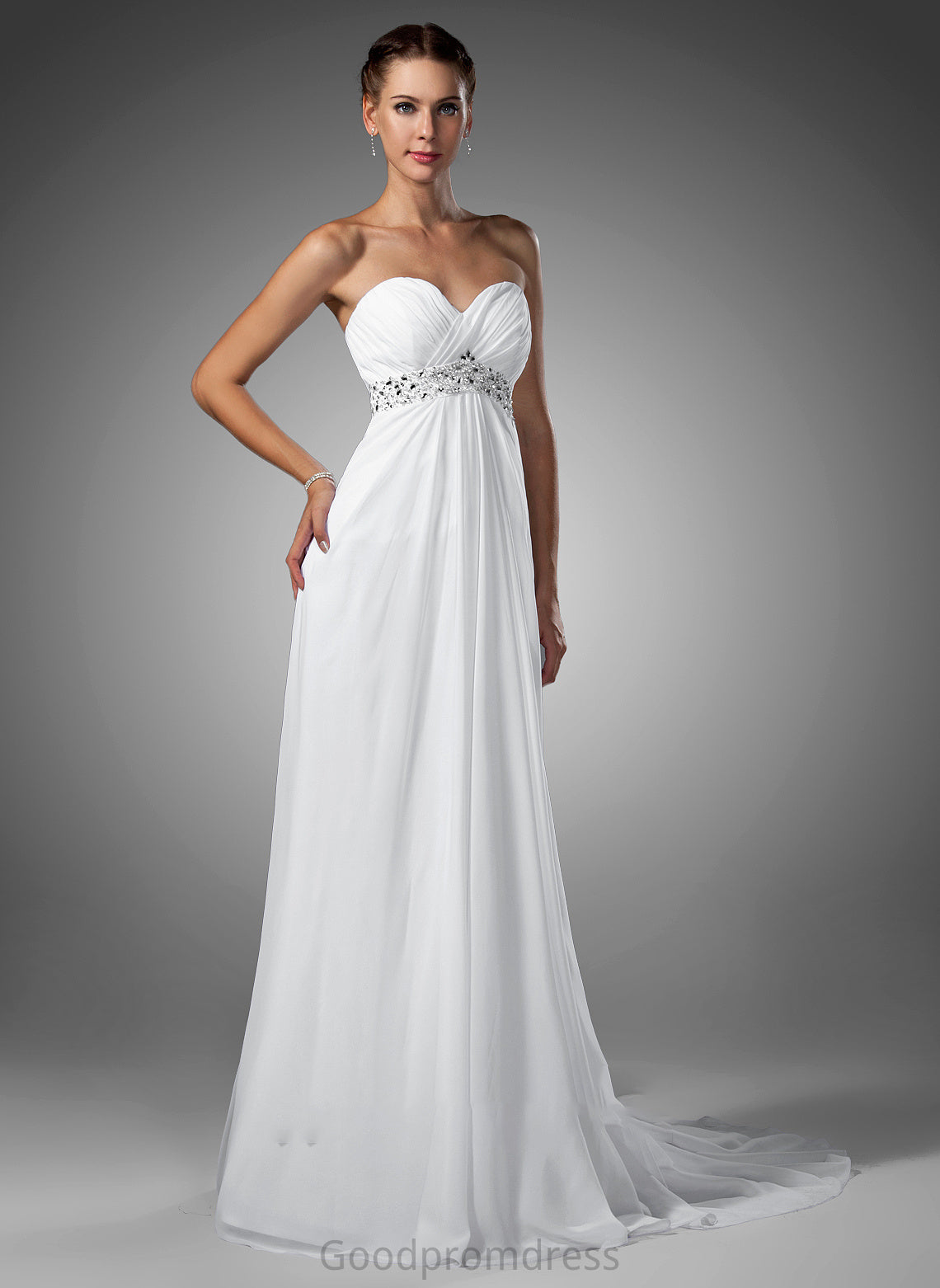 Train Ruffle Chiffon With Beading Wedding Dresses Sweep Dress Jade Wedding Empire Sweetheart