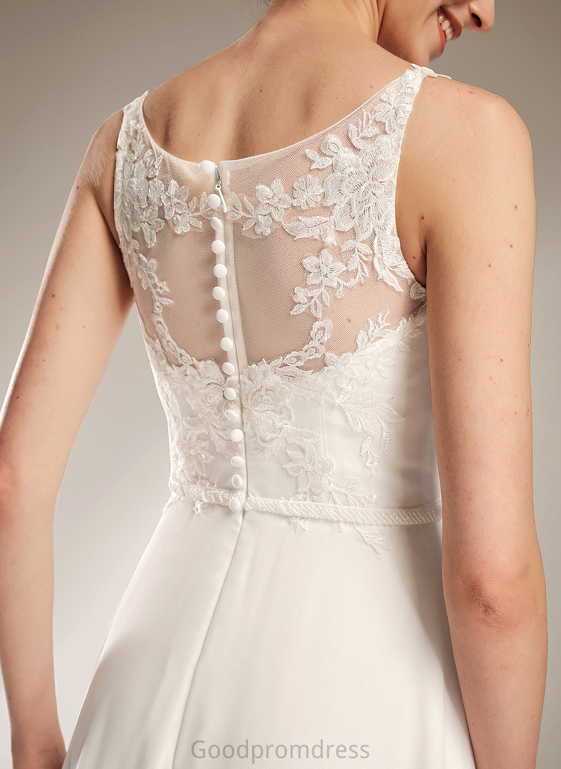 Zara Train Wedding Dress A-Line With Sweep Lace Sequins Illusion Wedding Dresses