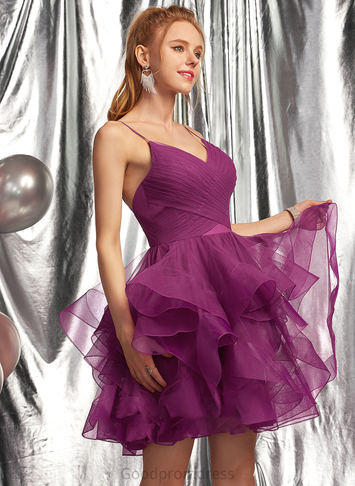 V-neck Tulle Ball-Gown/Princess Short/Mini Prom Dresses Kiersten