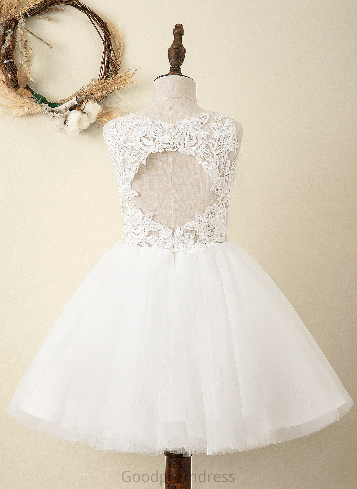 Flower Girl Dresses Scoop A-Line Tulle/Lace Girl Dress Sleeveless - Bryanna Flower Neck Knee-length