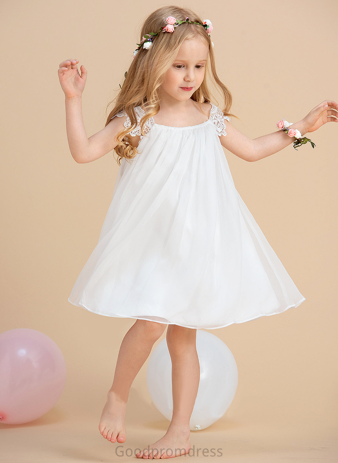 Scoop Neck Sleeveless Kelly Girl - Flower Girl Dresses Lace With Dress Flower Tea-length Chiffon A-Line/Princess