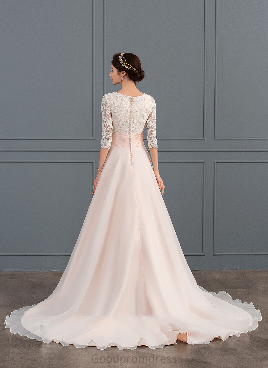 Wedding Dresses Train With Ruffle Wedding Ball-Gown/Princess Organza Court V-neck Dress Jaylyn