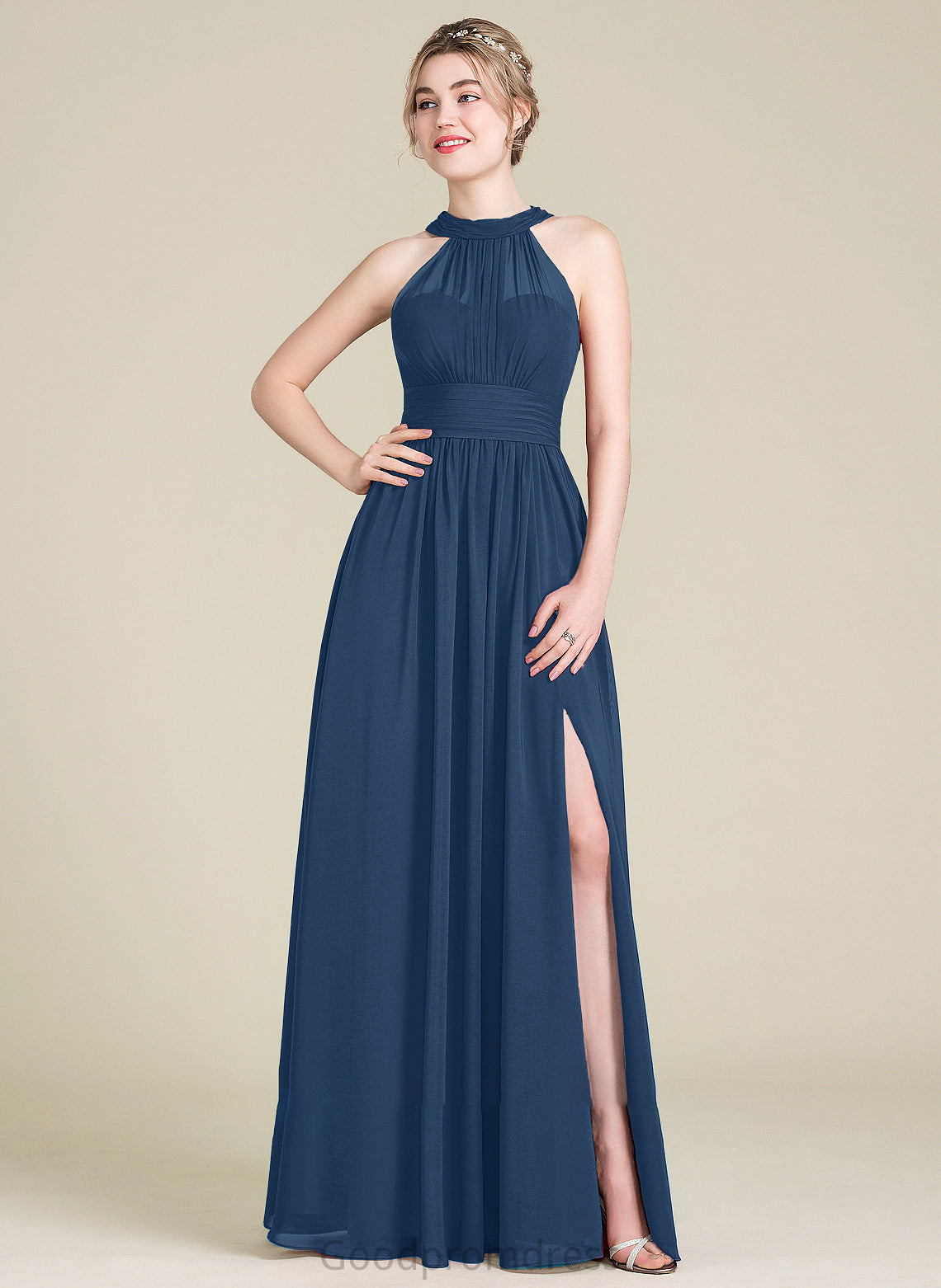 Bow(s) Floor-Length SplitFront ScoopNeck Length Ruffle Neckline Silhouette A-Line Embellishment Fabric Juliette Bridesmaid Dresses