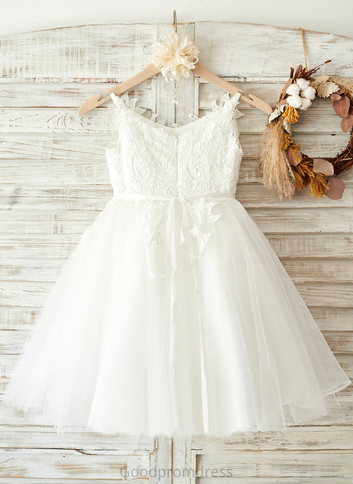 Flower Girl Dresses Irene - Straps With Girl Dress Flower Sleeveless Rhinestone A-Line Knee-length Tulle/Lace