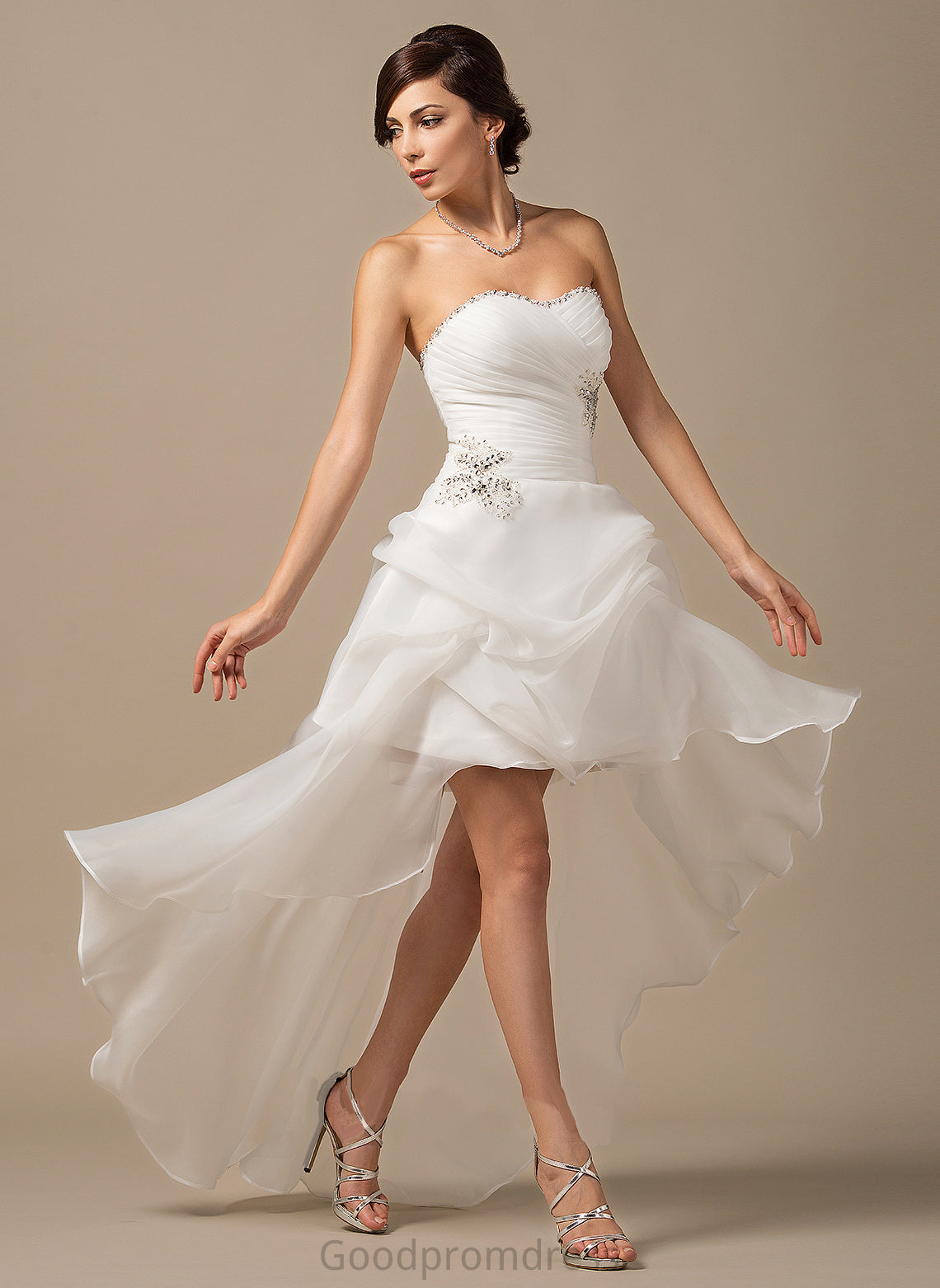 Asymmetrical With Felicity Ruffle Beading Dress Wedding Dresses Wedding Sweetheart Organza A-Line Sequins