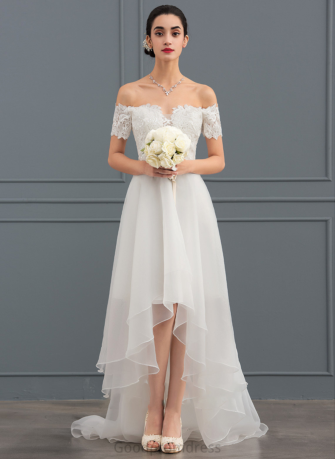 A-Line Wedding Dresses Logan With Sequins Asymmetrical Wedding Dress Organza