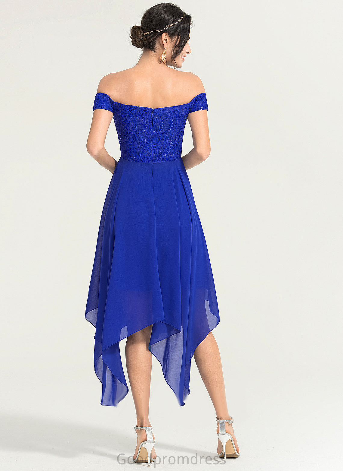 Off-the-Shoulder Lilyana Beading Dress Cocktail Dresses Chiffon Cocktail Lace Asymmetrical With A-Line