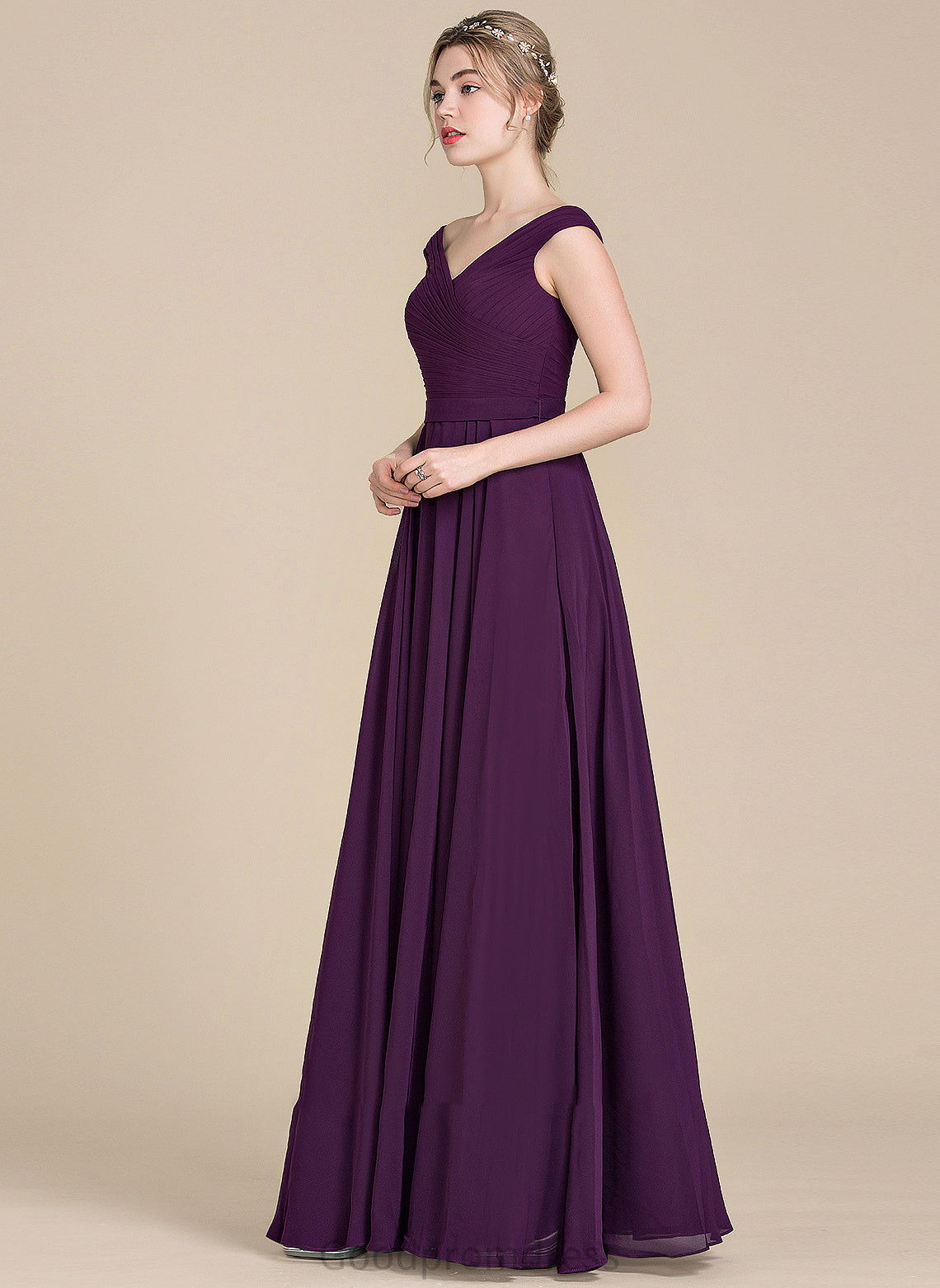 Floor-Length Prom Dresses With Annie Ruffle Chiffon A-Line Off-the-Shoulder