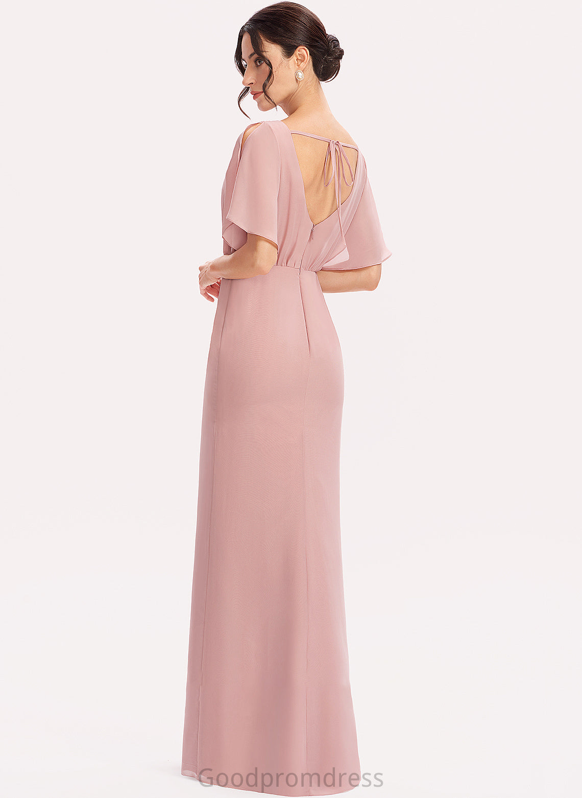 Straps Fabric Silhouette Floor-Length Embellishment Length Sheath/Column SplitFront Heaven Off The Shoulder Natural Waist Spaghetti Staps Bridesmaid Dresses