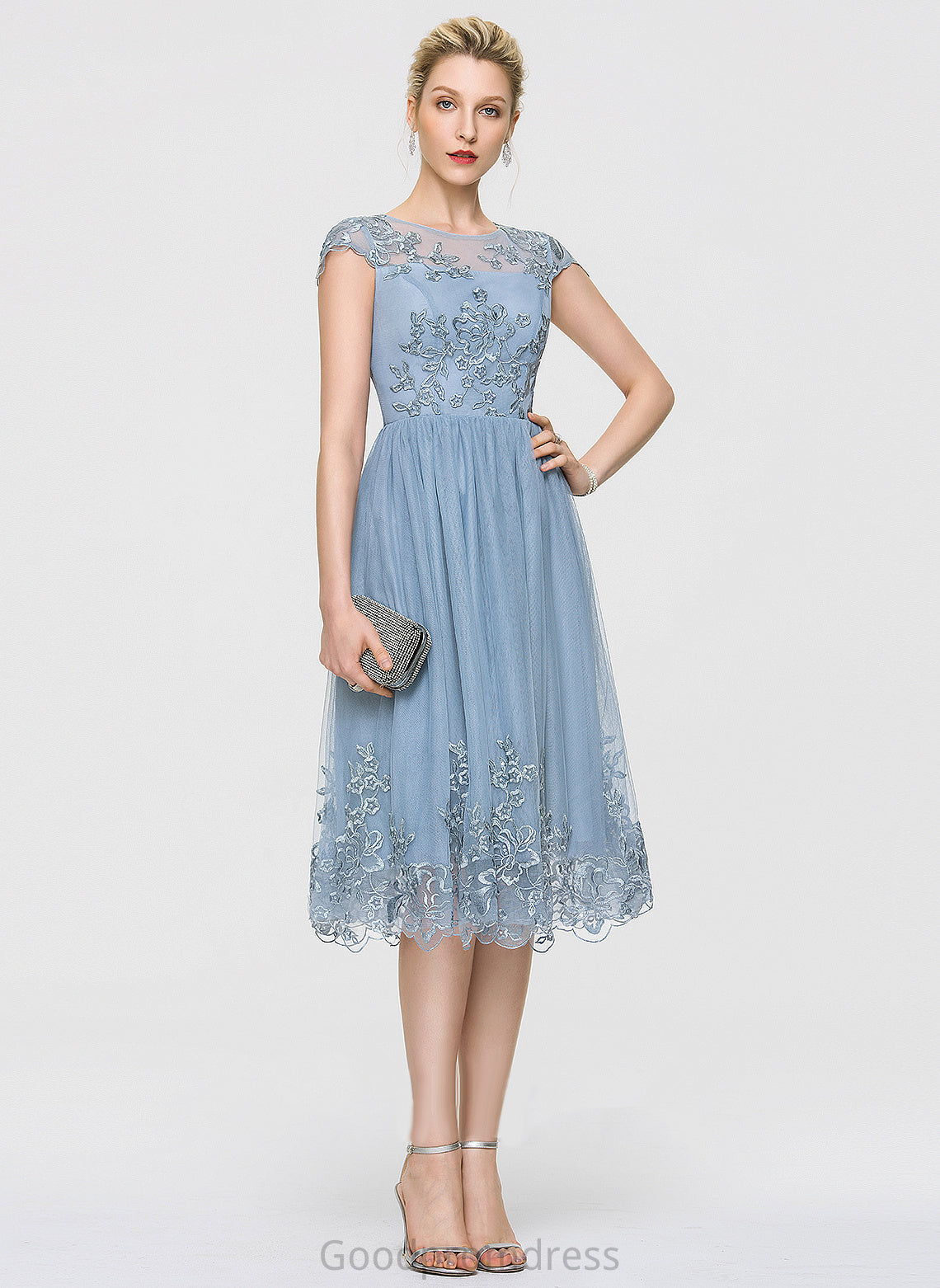 Neck With Janet Lace Tulle Dress Sequins Scoop Homecoming Knee-Length A-Line Homecoming Dresses