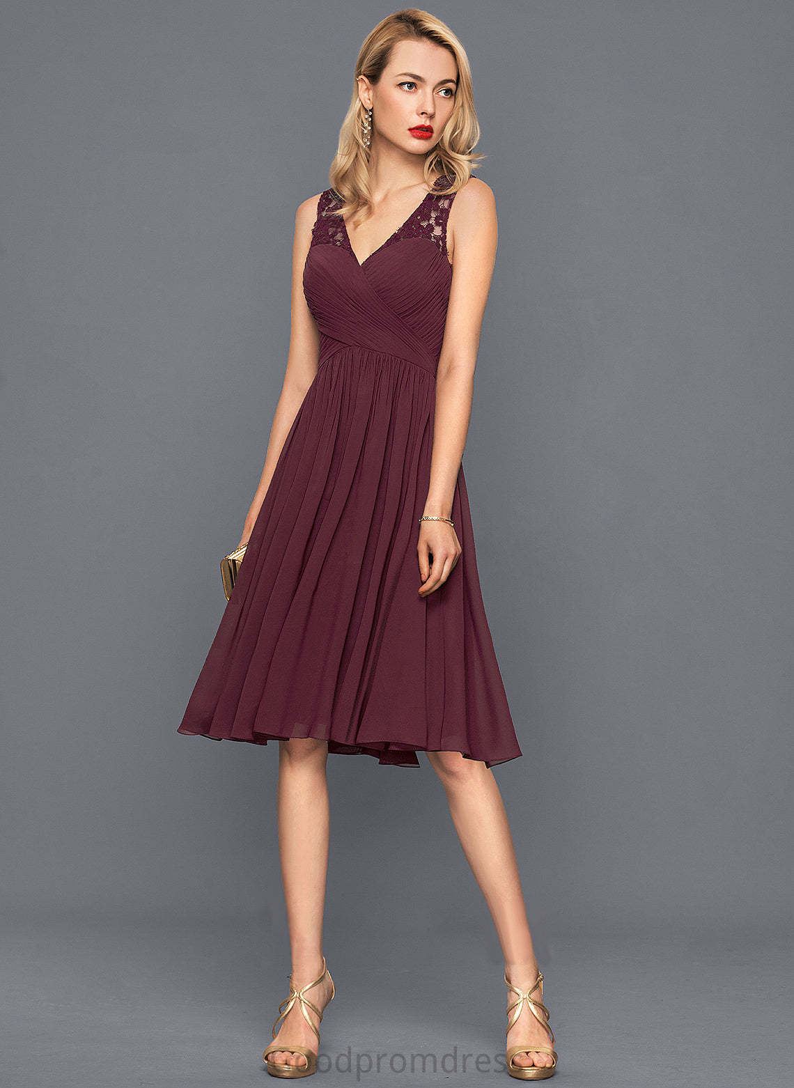 Fabric V-neck Silhouette Neckline Ruffle Embellishment Length A-Line Knee-Length Mackenzie Floor Length V-Neck Bridesmaid Dresses