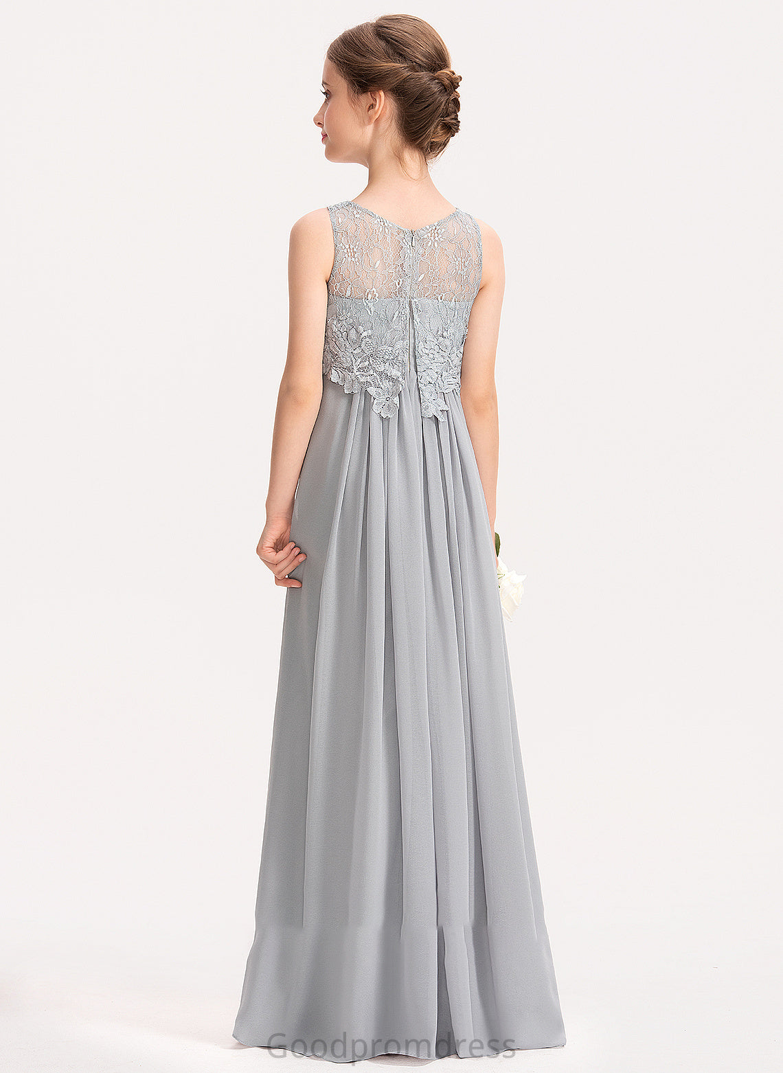 Lace A-Line Scoop Neck Junior Bridesmaid Dresses Brooke Chiffon Floor-Length