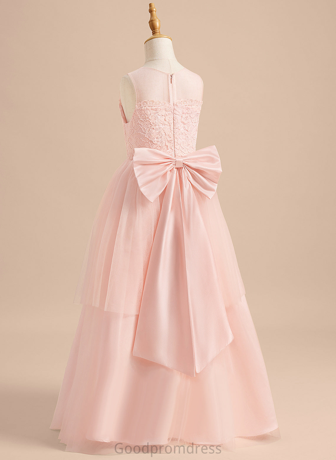 Sleeveless Dress - Lace/Bow(s) Girl Tulle Hillary A-Line Scoop With Flower Girl Dresses Floor-length Neck Flower