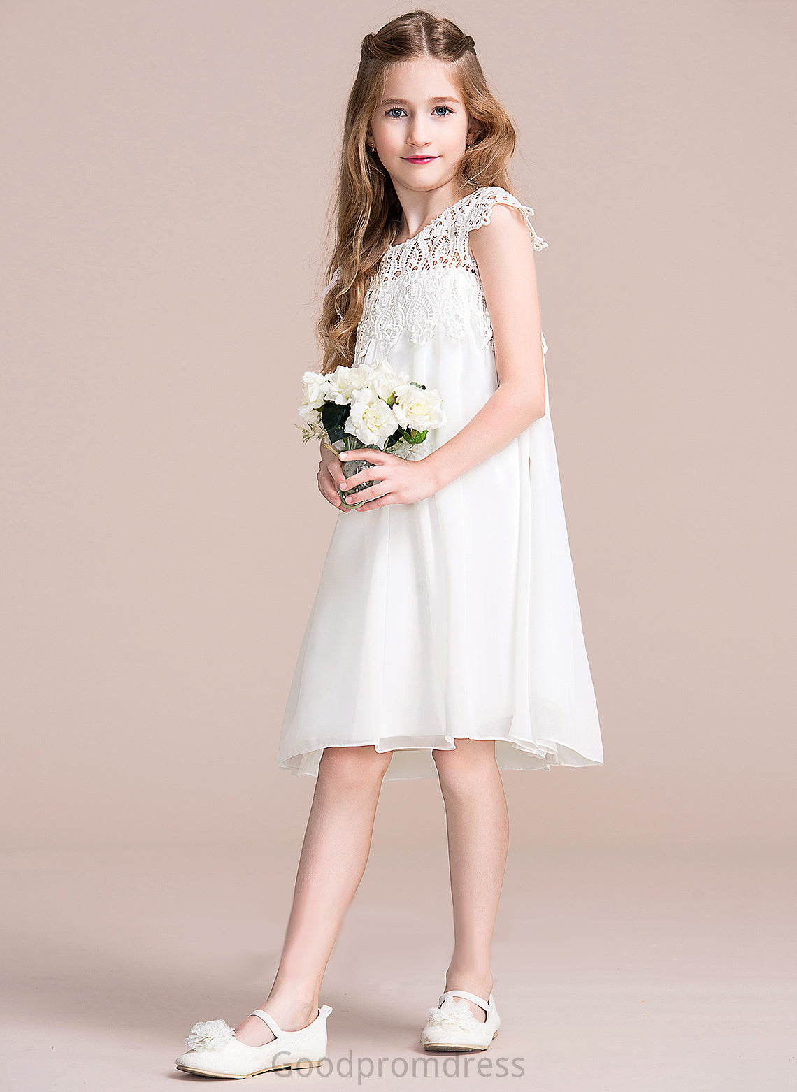 Neck Flower Girl Dresses Chiffon/Lace Sleeveless Knee-length Scoop Girl - Dress Kaylyn Empire Flower