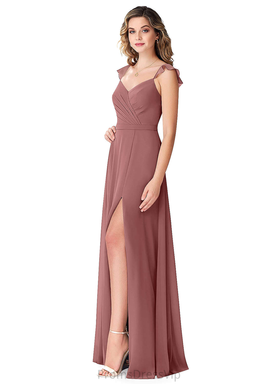 Mercedes A-Line/Princess Floor Length Straps Sleeveless Empire Waist Bridesmaid Dresses