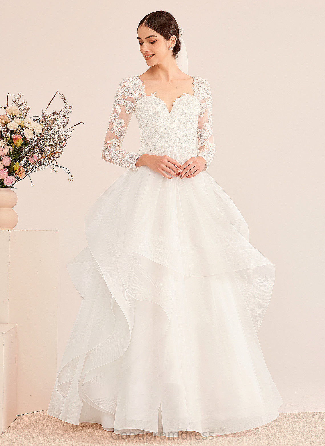 Floor-Length Wedding Dresses Dress Beading With Sequins Zion Wedding V-neck Ball-Gown/Princess