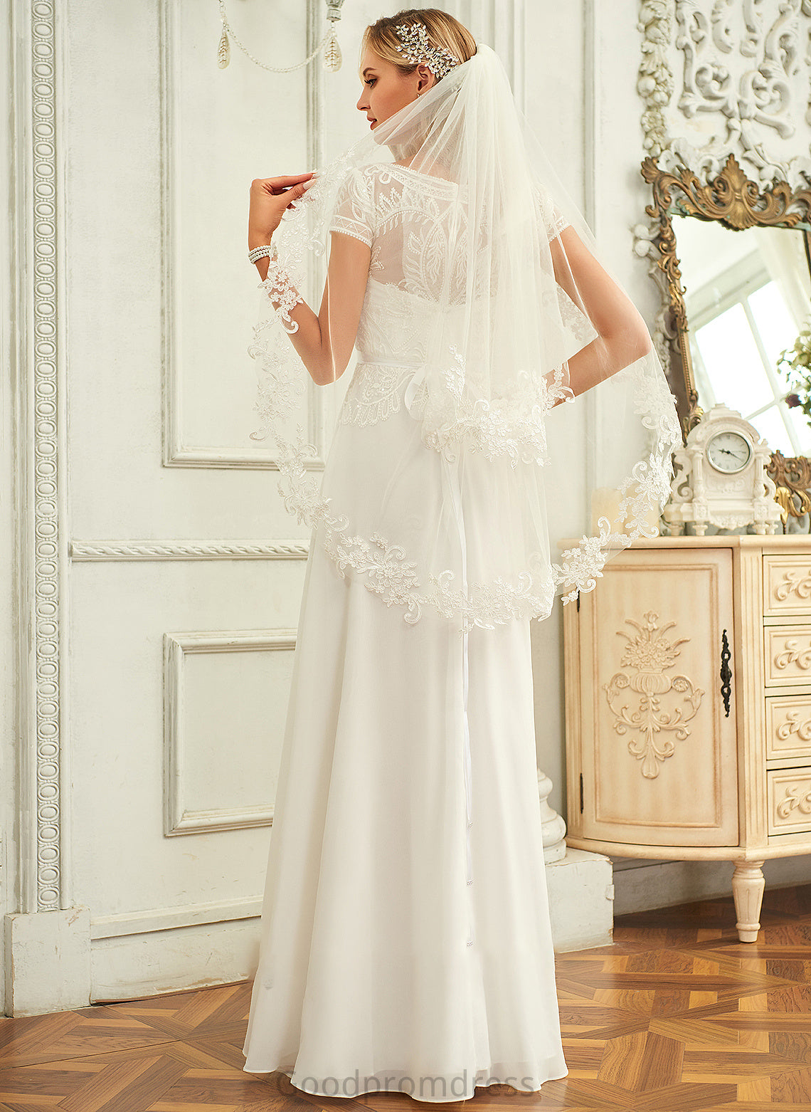 Dress With A-Line Lace Chiffon Sequins Wedding Dresses Scoop Floor-Length Wedding Neck Linda