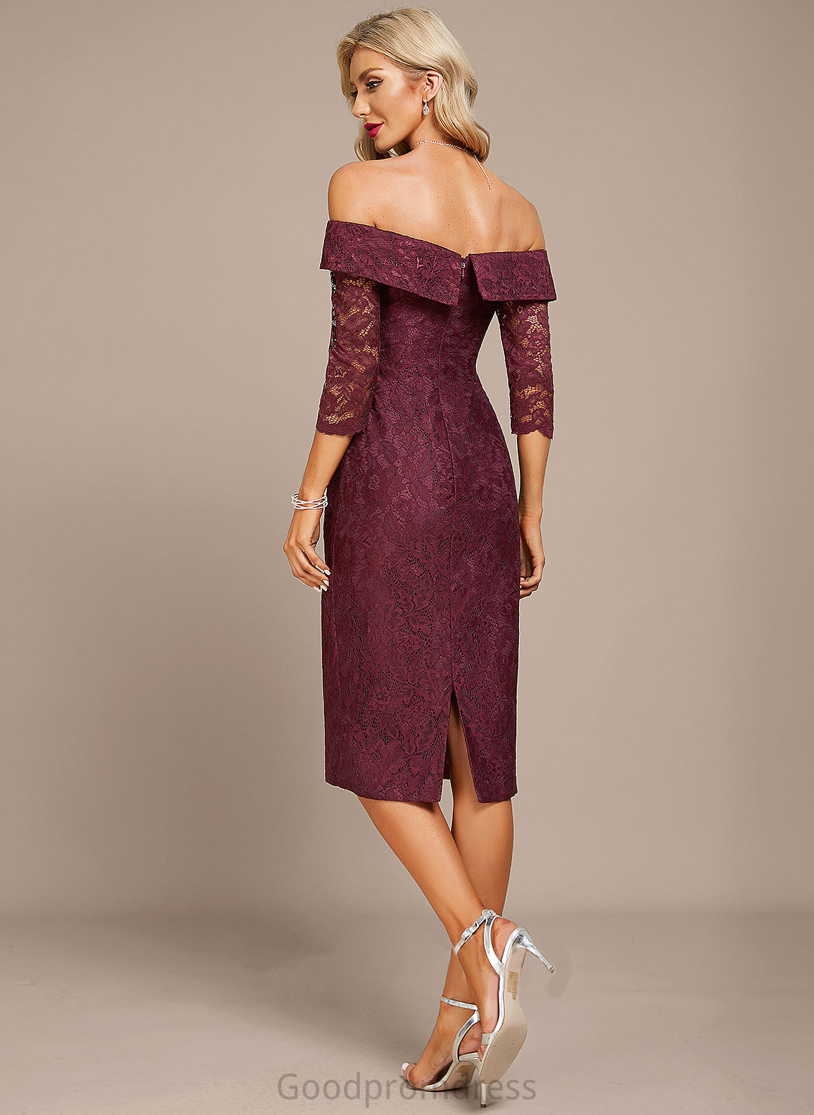 Knee-Length Dress Cocktail Dresses Georgia Cocktail Sheath/Column Lace Off-the-Shoulder