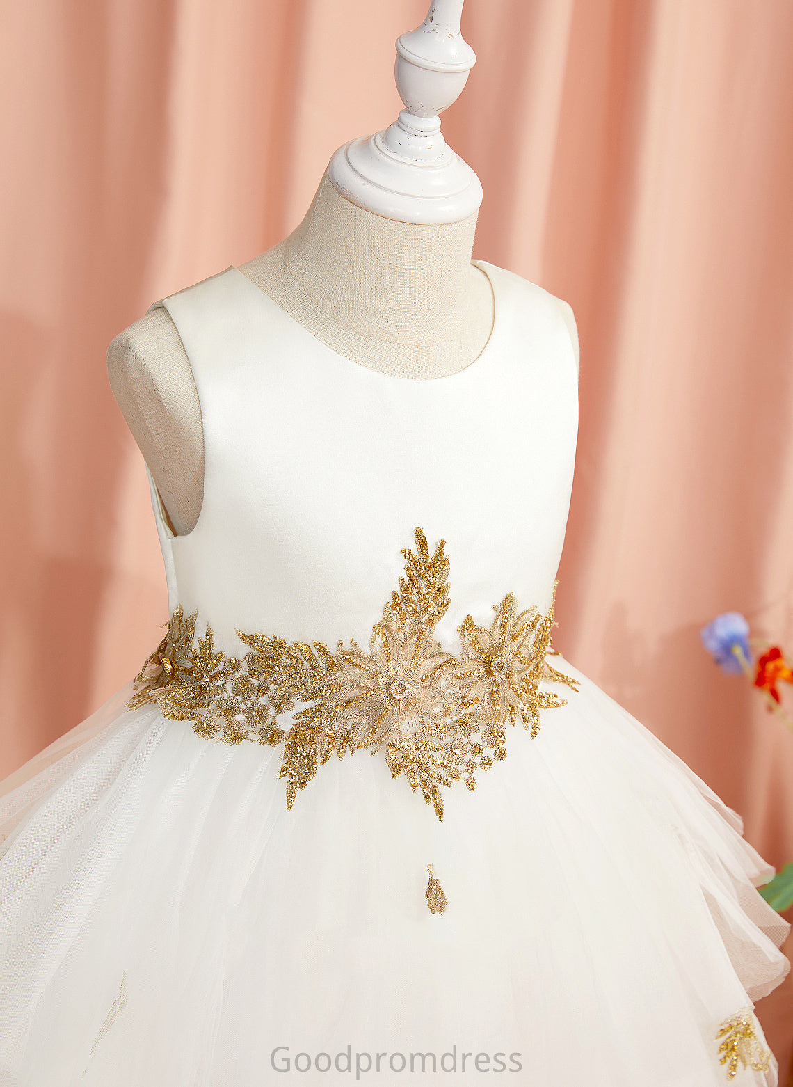 Dress Girl Lace/Beading Jimena Ball-Gown/Princess Flower - Knee-length Tulle Flower Girl Dresses Sleeveless With Neck Scoop