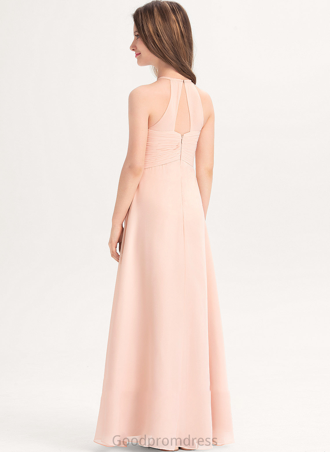 Floor-Length Neck Chiffon With Junior Bridesmaid Dresses A-Line Scoop Lilianna Ruffle