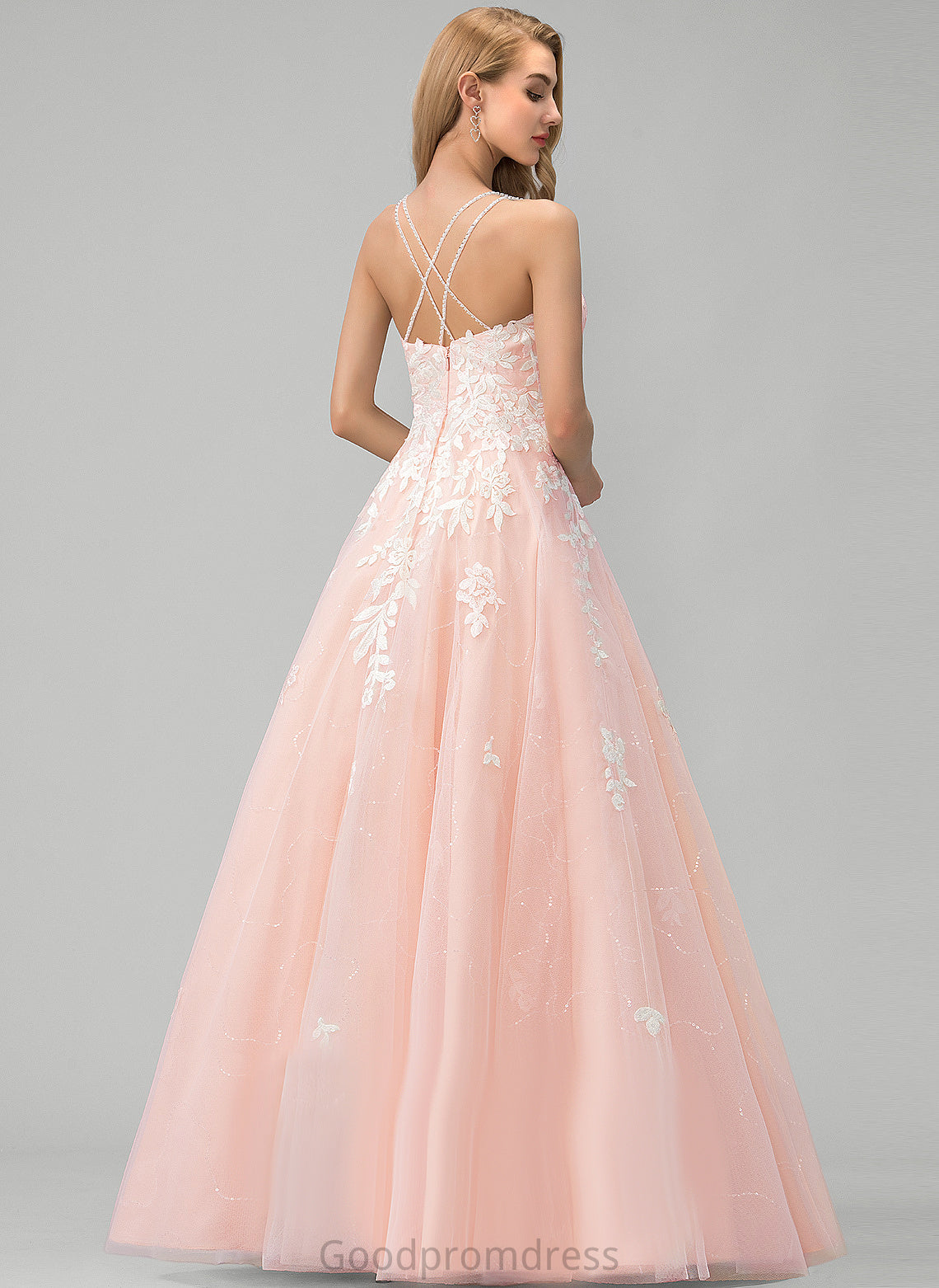 Square Lace Sequins Floor-Length Ball-Gown/Princess With Tulle Ayanna Prom Dresses