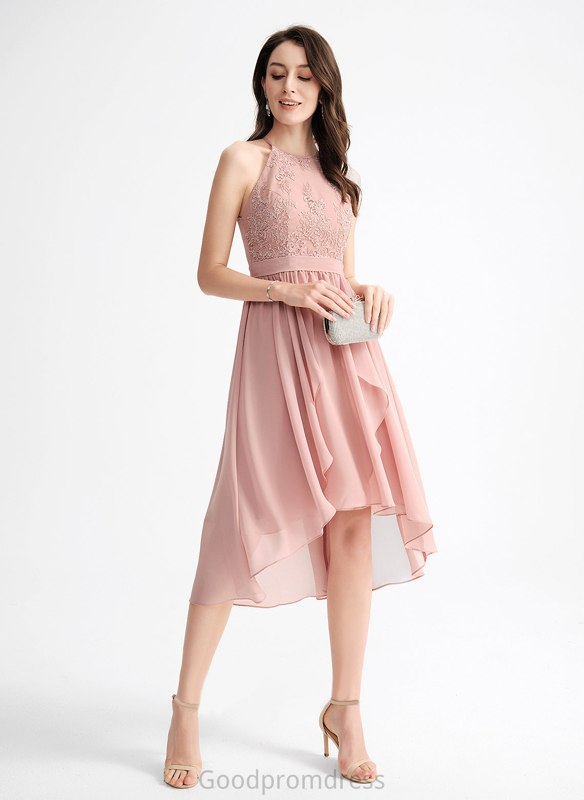 A-Line Scoop Neck Asymmetrical Lace Homecoming Kaylah With Dress Homecoming Dresses Chiffon