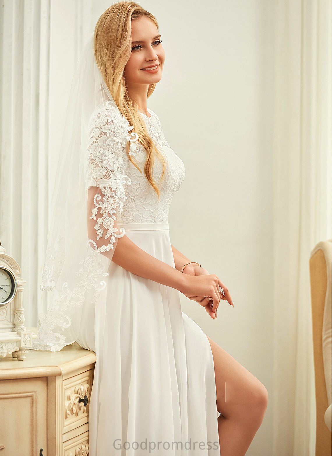 Neck Floor-Length Wedding Lace Wedding Dresses Novia A-Line Chiffon Dress Scoop