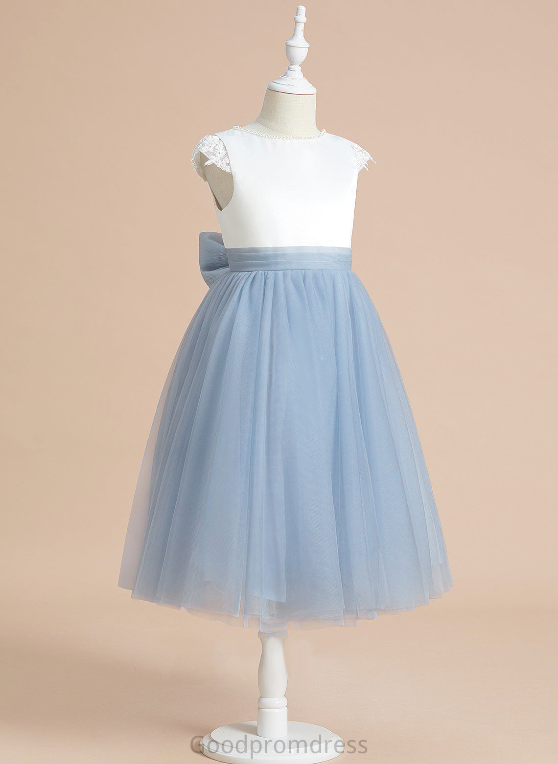 A-Line With - Lace/Bow(s) Dress Sleeveless Gwendoline Flower Scoop Satin/Tulle Flower Girl Dresses Neck Girl Tea-length